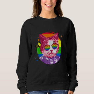 Sweatshirt Mème de chat Rainbow Lunettes de soleil Lgbt Fiert