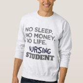 Sweatshirt Mème de l'école infirmière Pas d'argent du sommeil (Devant)