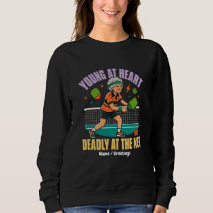 Sweatshirt Mémé pickleball drôle, jeune de cœur, filet mortel