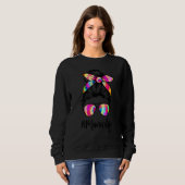 Sweatshirt Memere Life Messy Bun Tie Dye Glasses Mother's Day (Devant entier)