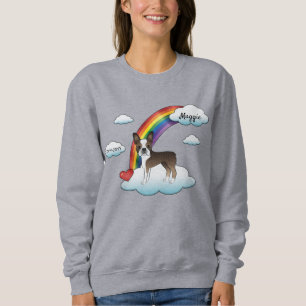 Sweatshirt Mémorial Arc-en-Ciel Boston Terrier Bringé et Blan