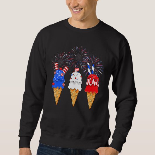 Sweatshirt Memorial Day 4 juillet Holiday Patriotic Ice Cre (Devant)