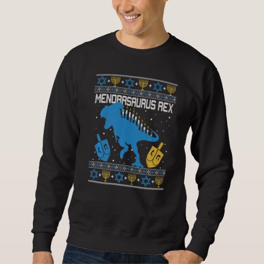 Sweatshirt Menorasaurus Rex Dinosaur T Rex Hanoukka Menorah B (Devant)