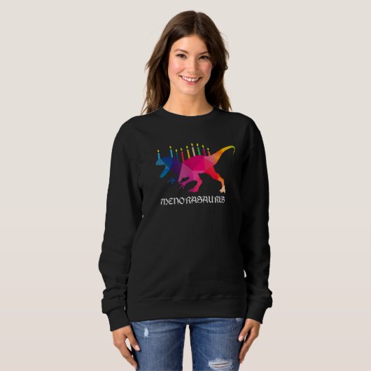 Sweatshirt Menorasaurus Rex Hanoukka Menorah Dinosaur Chanuk (Devant entier)