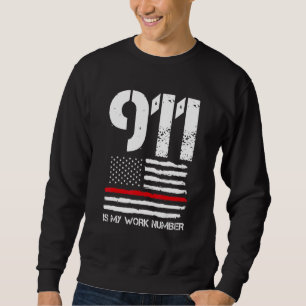 Sweatshirt Mens 911 Est Mon Numéro De Travail Pompier D'Incen