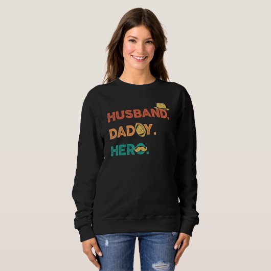 Sweatshirt Mens Best Dad Ever Husband, Daddy, Hero (Devant entier)