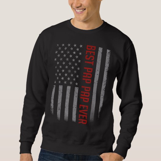 Sweatshirt Mens Best Pap Pap Jamais Drapeau Américain Pour Pè (Devant)