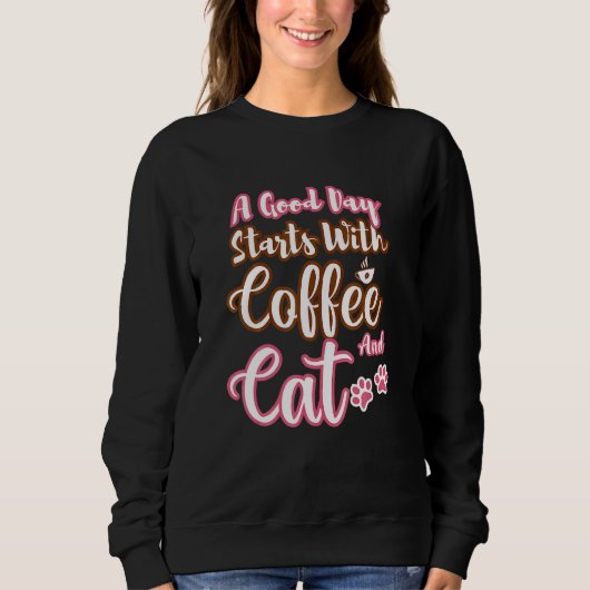 Sweatshirt Mens  Cat Coffee  Cute Cat Coffee Cool Cat Coffee (Devant)