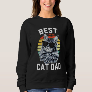 Sweatshirt Mens Cat for Men Best Cat Dad Ever Vintage Cat