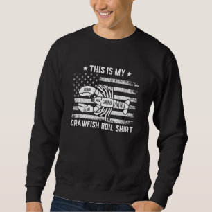 Sweatshirt Mens Crawfish Boil American Flag Cajun Food Crawda