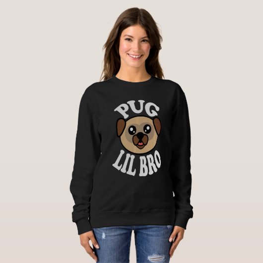 Sweatshirt Mens Cute Pug Lil Bro (Devant entier)