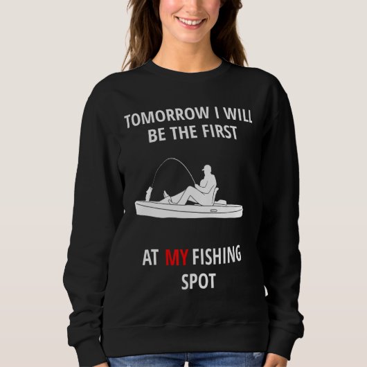 Sweatshirt Mens Demain Je Serai Le Premier À Mon Pêcheur Sp (Devant)