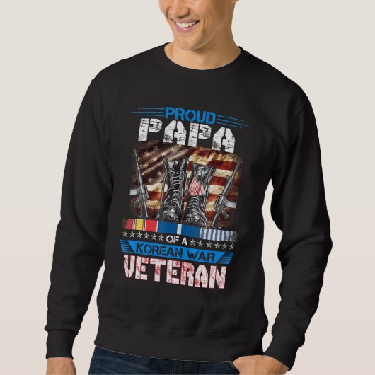 Sweatshirt Mens Fier Papa D'Une Guerre Coréenne Vétéran Corée (Devant)