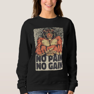 Sweatshirt Mens No Pain No Gain Tiger Avec Muscles Gym Exerci