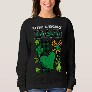 Sweatshirt Mens One Lucky Papa Plaid Shamrock Heart St Patric