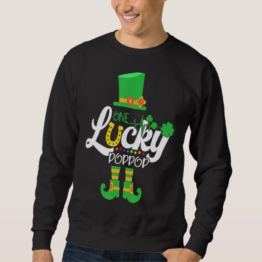 Sweatshirt Mens One Lucky Poppop Famille Correspondant St pat (Devant)