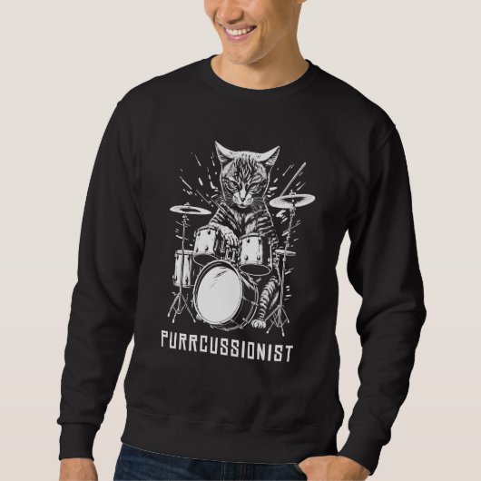 Sweatshirt Men's Percussion Drummer Drumming Drums cat item (Devant)