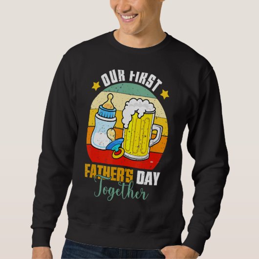 Sweatshirt Mens Première Fête des pères Bière Bébé Bouteille (Devant)