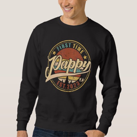 Sweatshirt Mens Première Fois Pappy 2023 Pour Promu À Papa (Devant)