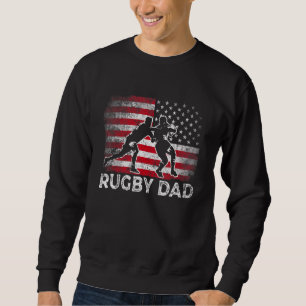Sweatshirt Mens Rugby Papa Vintage American Flag Retro Père