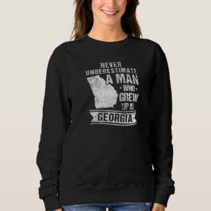 Sweatshirt Mens Vintage Géorgie Carte Un Homme Qui A Grandi À