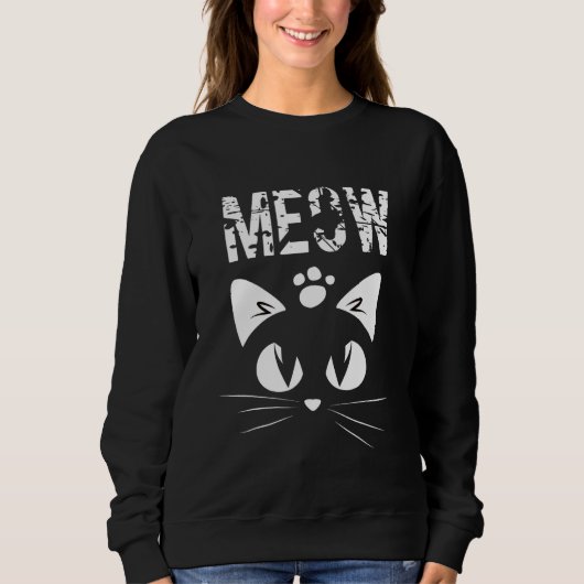 Sweatshirt Meow CAT Short Sleeve Round Neck Summer (Devant)