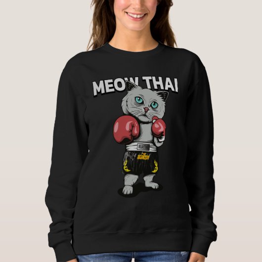 Sweatshirt Meow Thai Muay Thai Cat Thai Boxing Fighter Champi (Devant)