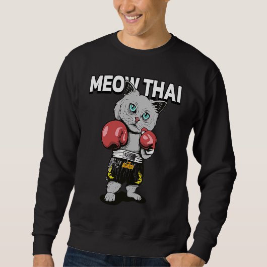 Sweatshirt Meow Thai Muay Thai Chat Combattant de Boxe Thaïl (Devant)