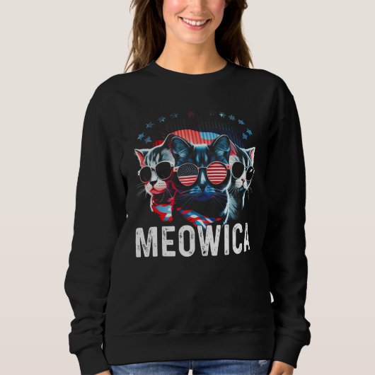Sweatshirt Meowica Patriotic Three Cats 4th of July Kids Amer (Devant)