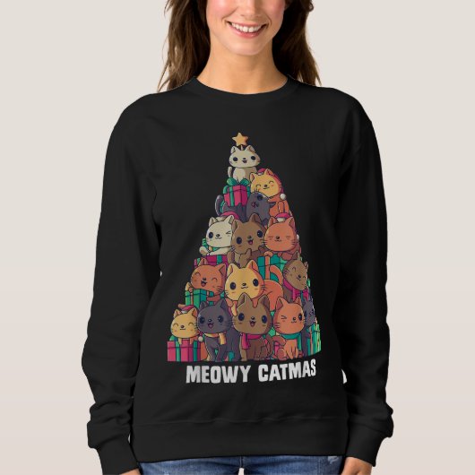 Sweatshirt Meowo Catmas Chat Noël Arbre Noël Noël Noël Chaton (Devant)