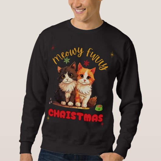 Sweatshirt Meowry Furry Chat Noël Pet Lover (Devant)