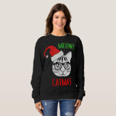 Sweatshirt Meowy Catmas Chat Noël Noël (Devant entier)