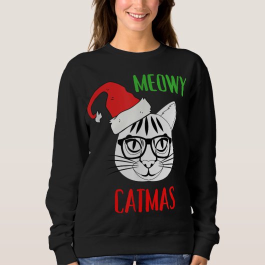 Sweatshirt Meowy Catmas Chat Noël Noël (Devant)