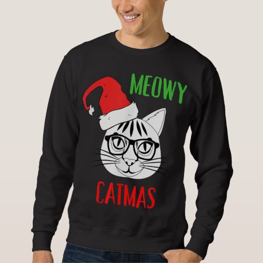 Sweatshirt Meowy Catmas Chat Noël Noël (Devant)