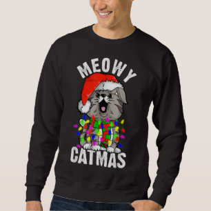 Sweatshirt MEOWY Catmas Lumières de Noël Cadeaux Amoureux de 