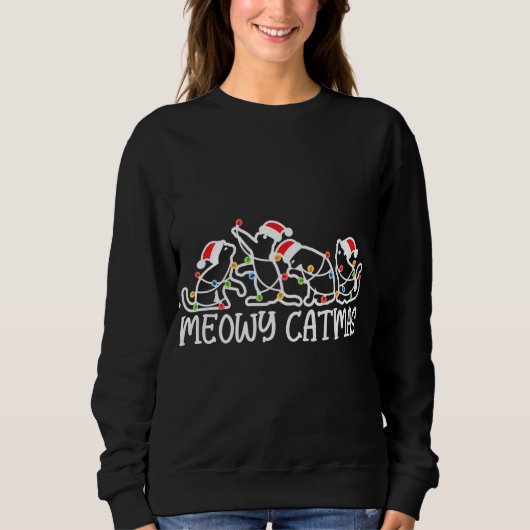 Sweatshirt Meowy Catmas, Noël Amoureux des chats (Devant)
