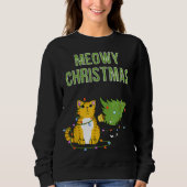 Sweatshirt Meowy Christmas Tiger Tabby Chat Xmas Tree (Devant)