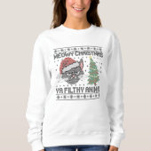 Sweatshirt Meowy Christmas Ya Filthy Animal - Ugly Christmas (Devant)
