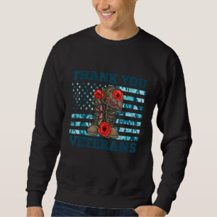 Sweatshirt Merci Anciens Combattants Usa Bottes de Combat Pop
