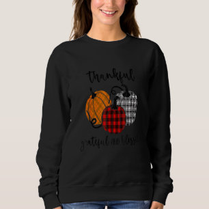 Sweatshirt Merci Gratuit Béni Soie Plaid Thanksgiving