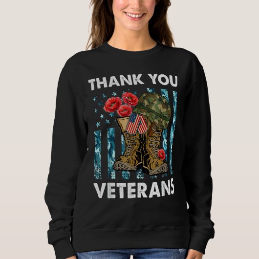 Sweatshirt Merci Vétéran Bottes de combat Fleurs Vétéran Da (Devant)