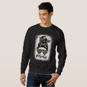 Sweatshirt Mère blanchie Vie Leopard Motif Messy Bun Femmes (Devant entier)