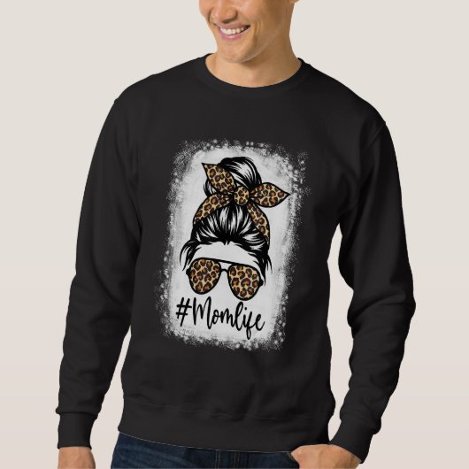 Sweatshirt Mère blanchie Vie Leopard Motif Messy Bun Femmes (Devant)