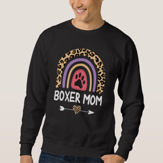 Sweatshirt Mère Boxe Rainbow Leopard Chien Mama mignonne (Devant)