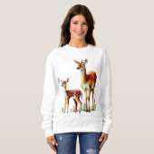 Sweatshirt mère cerf et faon (Devant entier)