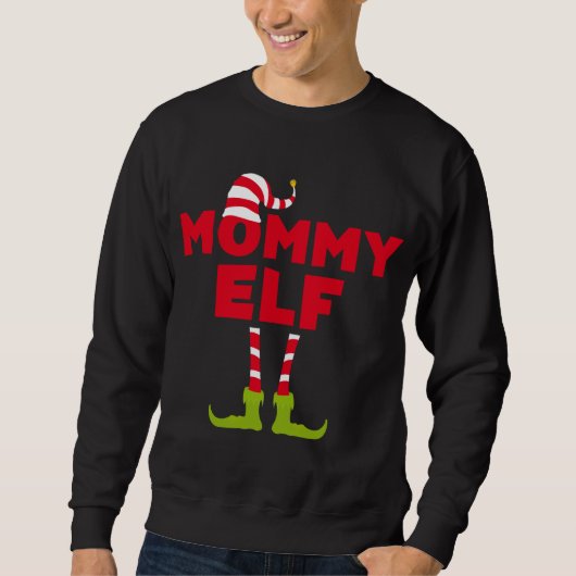Sweatshirt Mère Elf Long Manche Correspondant Costume de Noël (Devant)