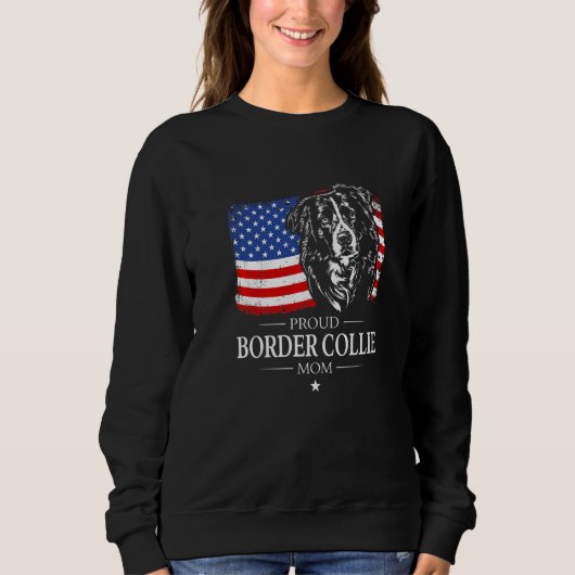 Sweatshirt Mère fière de Border Collie Drapeau américain Patr (Devant)