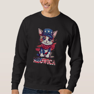 Sweatshirt Merica 14 juillet Meowica Chat Kitty Drapeau Améri