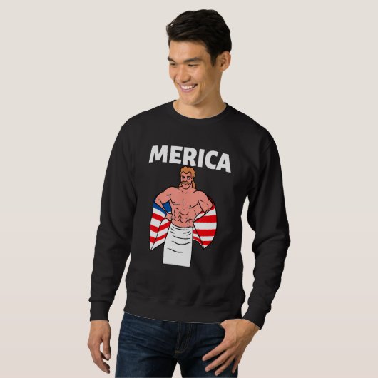 Sweatshirt Merica American Mullet Business In Front Party In (Devant entier)