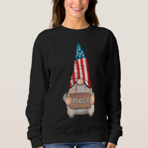Sweatshirt Merica avec les mignons Gnomes Patriotique US Drap